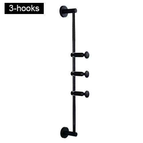 Black Coat Rack Free Adjustment Solid Brass Coat Hooks for Clothing -Bathlova