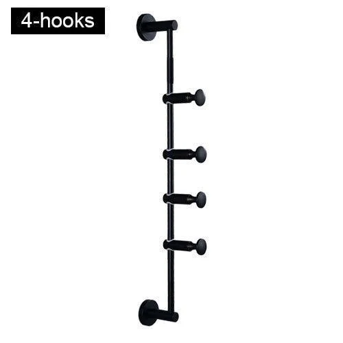 Black Coat Rack Free Adjustment Solid Brass Coat Hooks for Clothing -Bathlova