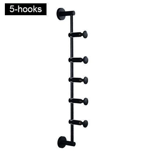 Black Coat Rack Free Adjustment Solid Brass Coat Hooks for Clothing -Bathlova