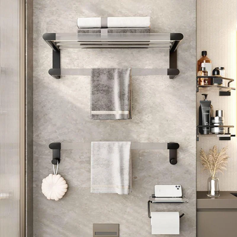 Black Finish Bathroom Set Metallic & Acrylic Bathroom Hardware Set in Stainless Aluminum -Bathlova