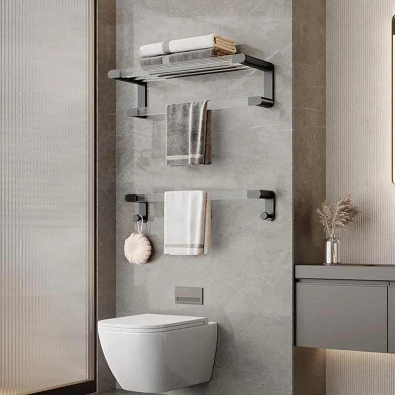 Black Finish Bathroom Set Metallic & Acrylic Bathroom Hardware Set in Stainless Aluminum -Bathlova