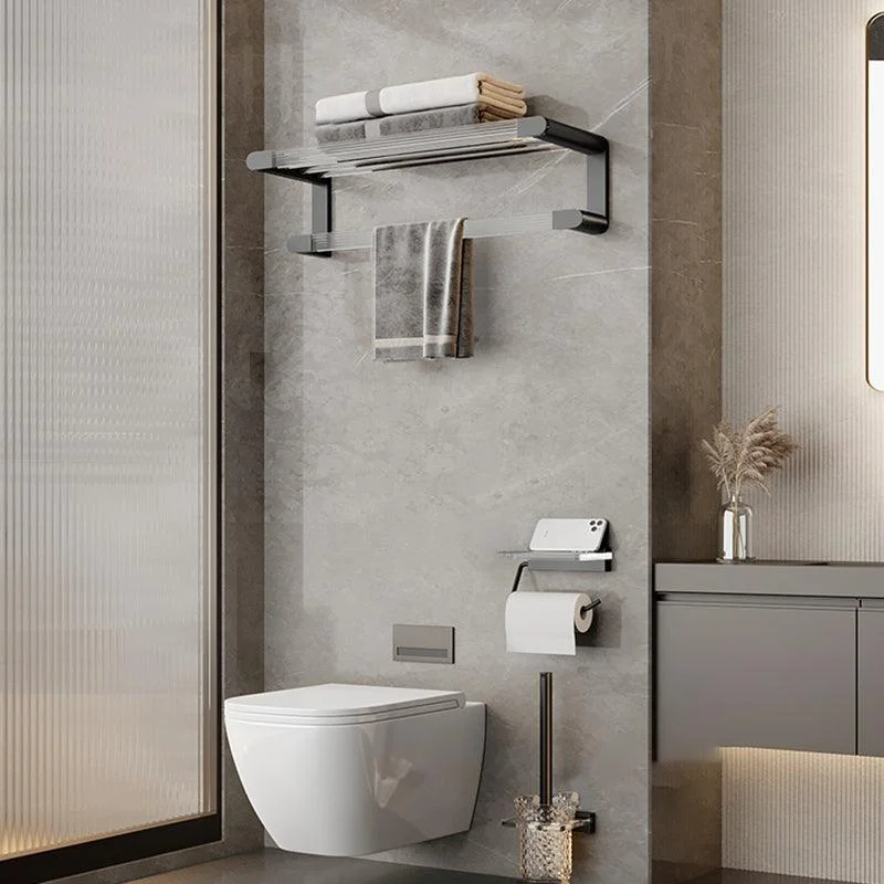 Black Finish Bathroom Set Metallic & Acrylic Bathroom Hardware Set in Stainless Aluminum -Bathlova