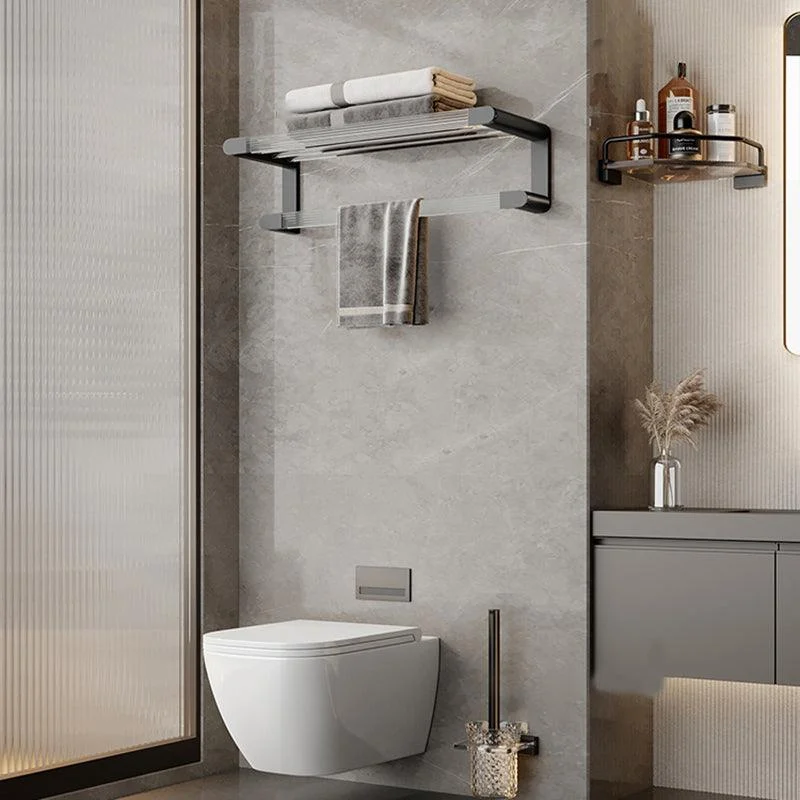 Black Finish Bathroom Set Metallic & Acrylic Bathroom Hardware Set in Stainless Aluminum -Bathlova