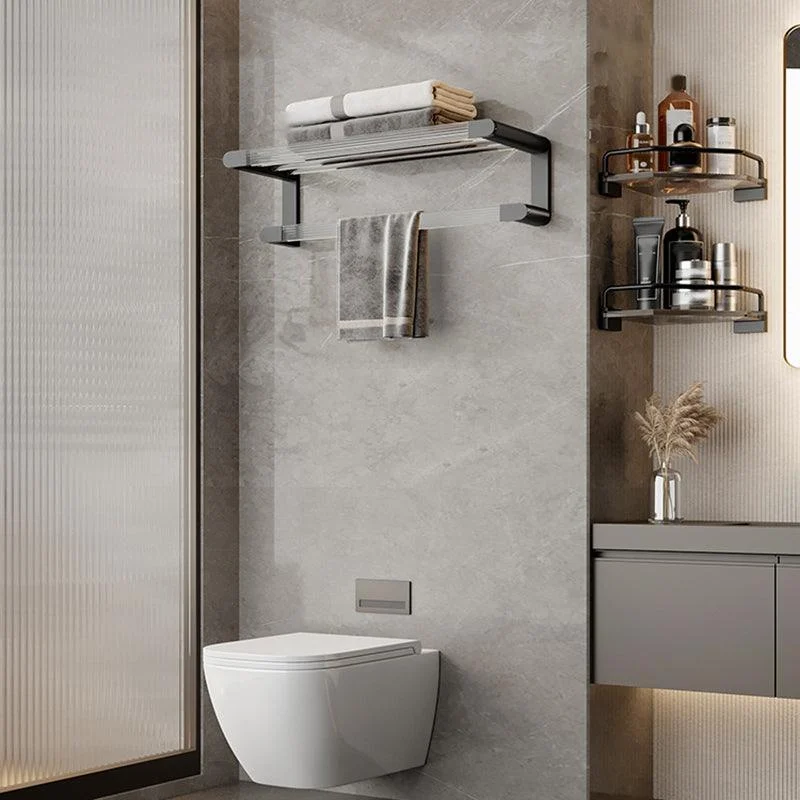 Black Finish Bathroom Set Metallic & Acrylic Bathroom Hardware Set in Stainless Aluminum -Bathlova