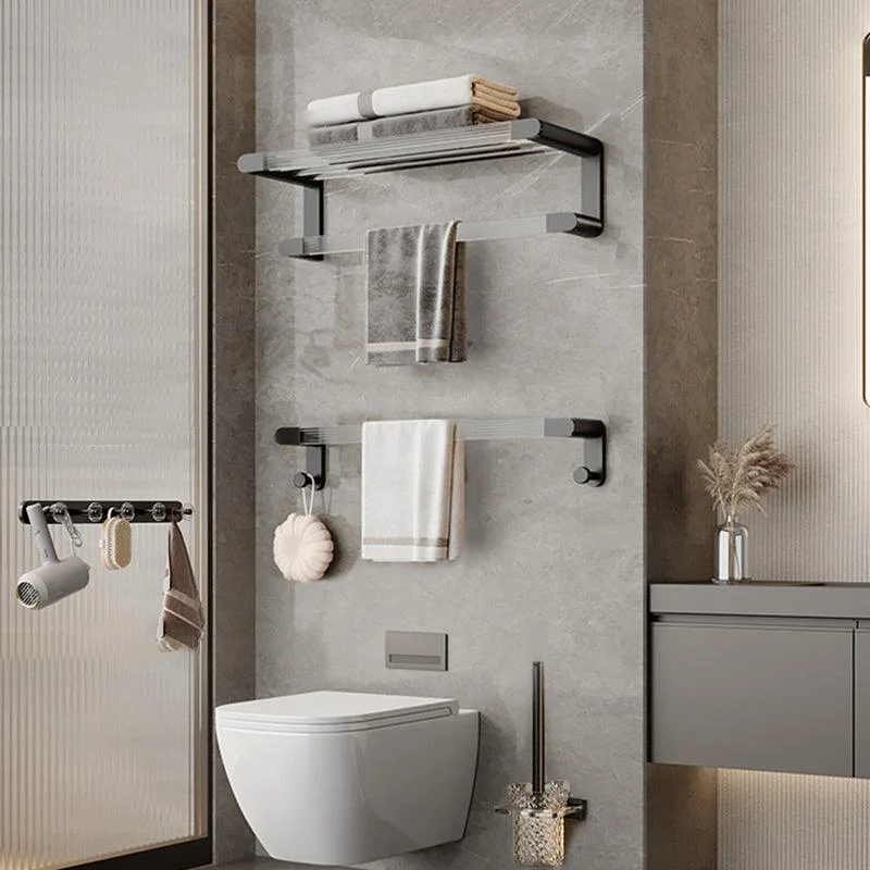 Black Finish Bathroom Set Metallic & Acrylic Bathroom Hardware Set in Stainless Aluminum -Bathlova