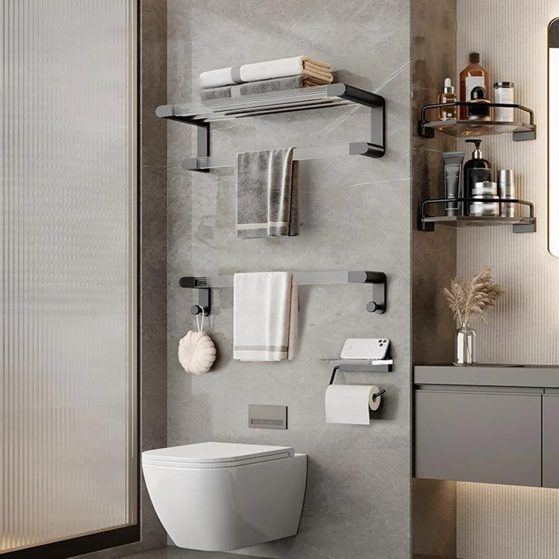 Black Finish Bathroom Set Metallic & Acrylic Bathroom Hardware Set in Stainless Aluminum -Bathlova