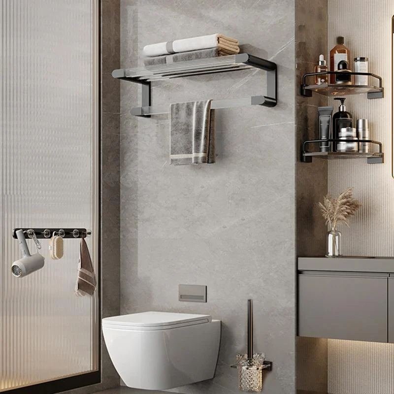 Black Finish Bathroom Set Metallic & Acrylic Bathroom Hardware Set in Stainless Aluminum -Bathlova