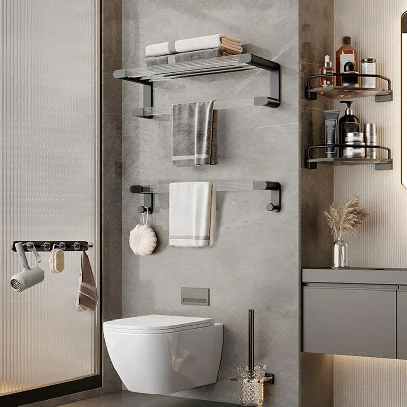 Black Finish Bathroom Set Metallic & Acrylic Bathroom Hardware Set in Stainless Aluminum -Bathlova