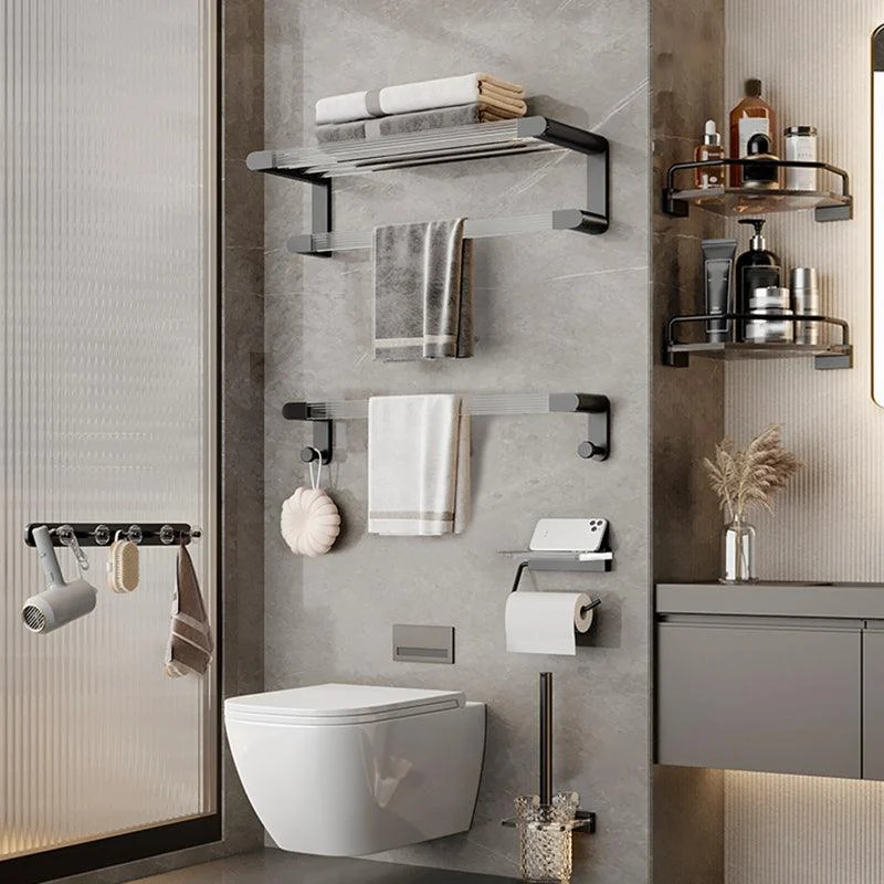 Black Finish Bathroom Set Metallic & Acrylic Bathroom Hardware Set in Stainless Aluminum -Bathlova