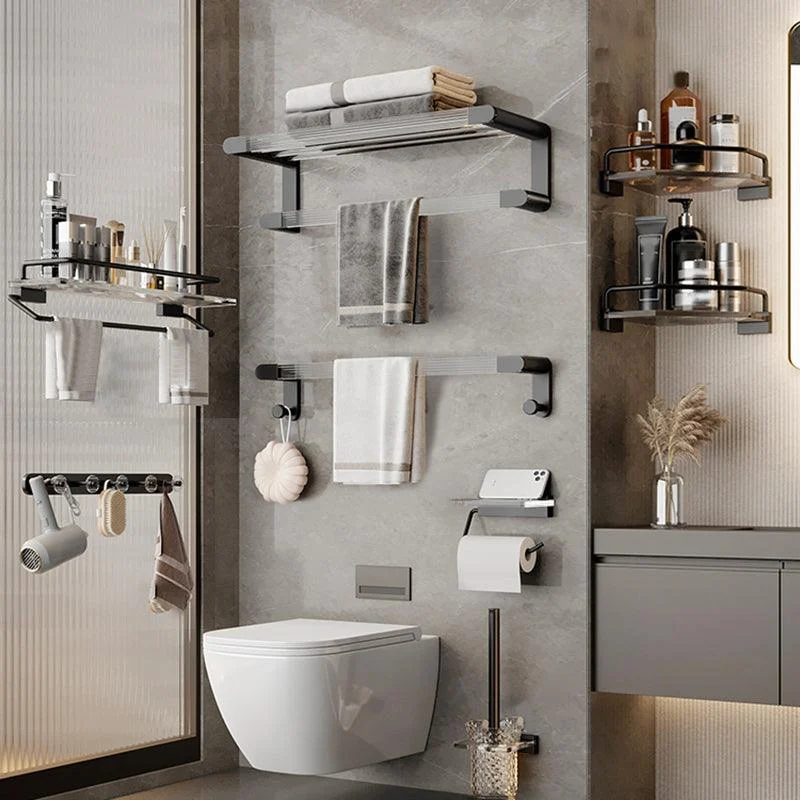 Black Finish Bathroom Set Metallic & Acrylic Bathroom Hardware Set in Stainless Aluminum -Bathlova