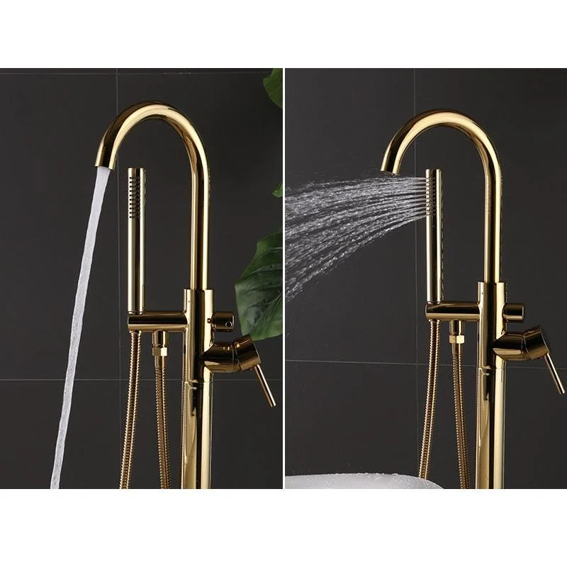 Black Gold Square Bathtub Shower Tap Floor Tap Shower Mixer -Bathlova