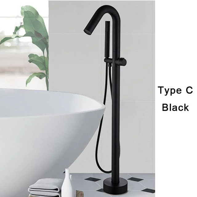 Black Gold Square Bathtub Shower Tap Floor Tap Shower Mixer -Bathlova