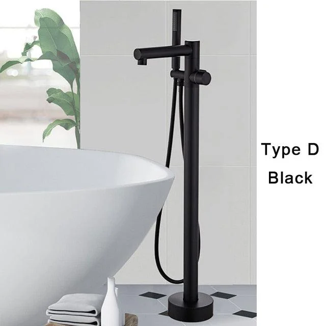 Black Gold Square Bathtub Shower Tap Floor Tap Shower Mixer -Bathlova