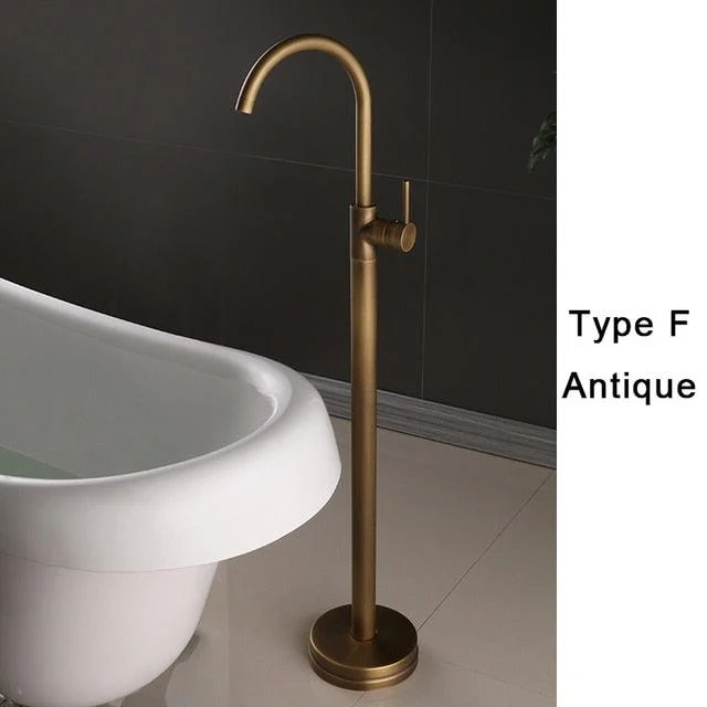 Black Gold Square Bathtub Shower Tap Floor Tap Shower Mixer -Bathlova