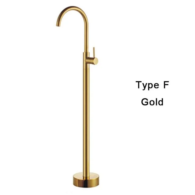 Black Gold Square Bathtub Shower Tap Floor Tap Shower Mixer -Bathlova