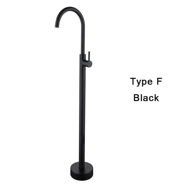 Black Gold Square Bathtub Shower Tap Floor Tap Shower Mixer -Bathlova