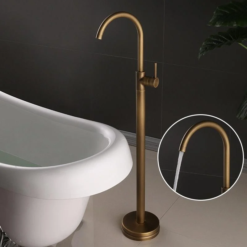 Black Gold Square Bathtub Shower Tap Floor Tap Shower Mixer -Bathlova