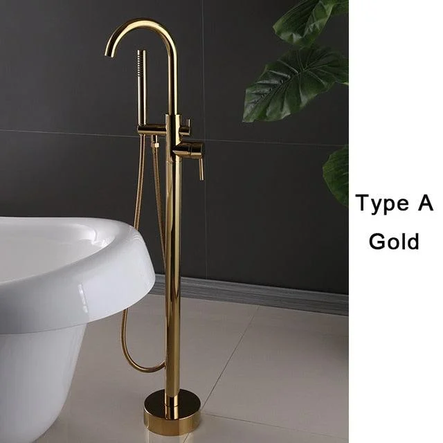 Black Gold Square Bathtub Shower Tap Floor Tap Shower Mixer -Bathlova