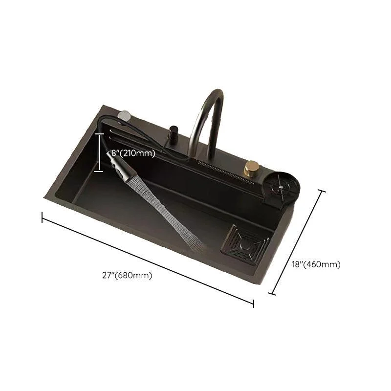 Black Kitchen Sink Single Bowl Cutting Board Top Mount Stainless Steel Kitchen Sink -Bathlova