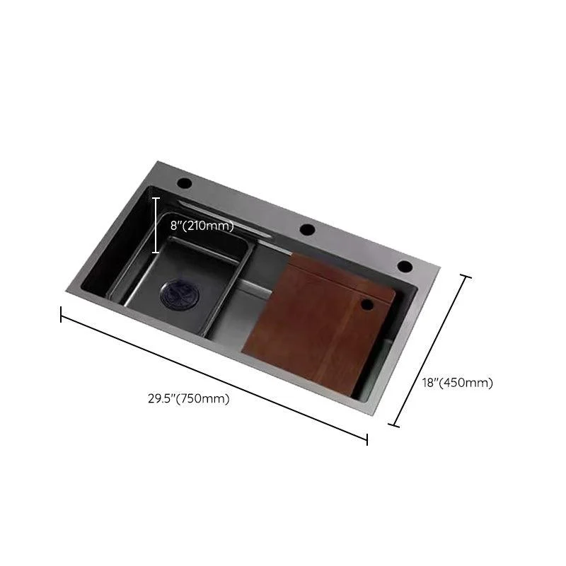 Black Kitchen Sink Single Bowl Cutting Board Top Mount Stainless Steel Kitchen Sink -Bathlova