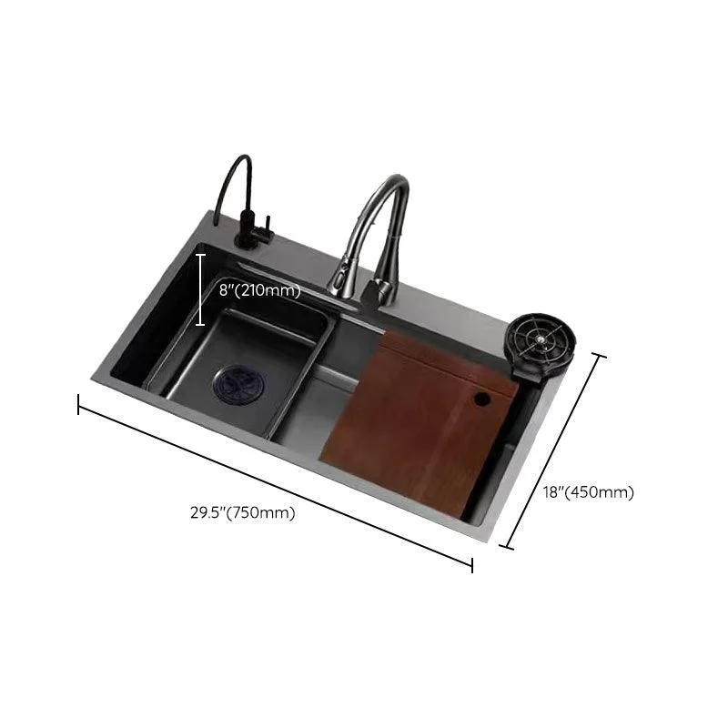 Black Kitchen Sink Single Bowl Cutting Board Top Mount Stainless Steel Kitchen Sink -Bathlova