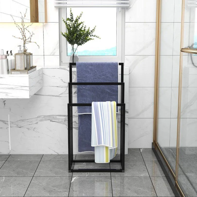 Black Metal Freestanding 3-Tier Towel Rack Holder -Bathlova