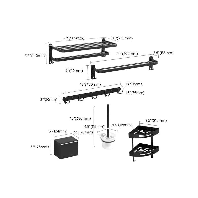 Black Modern Bathroom Accessory Set Stainless Bathroom Hardware -Bathlova