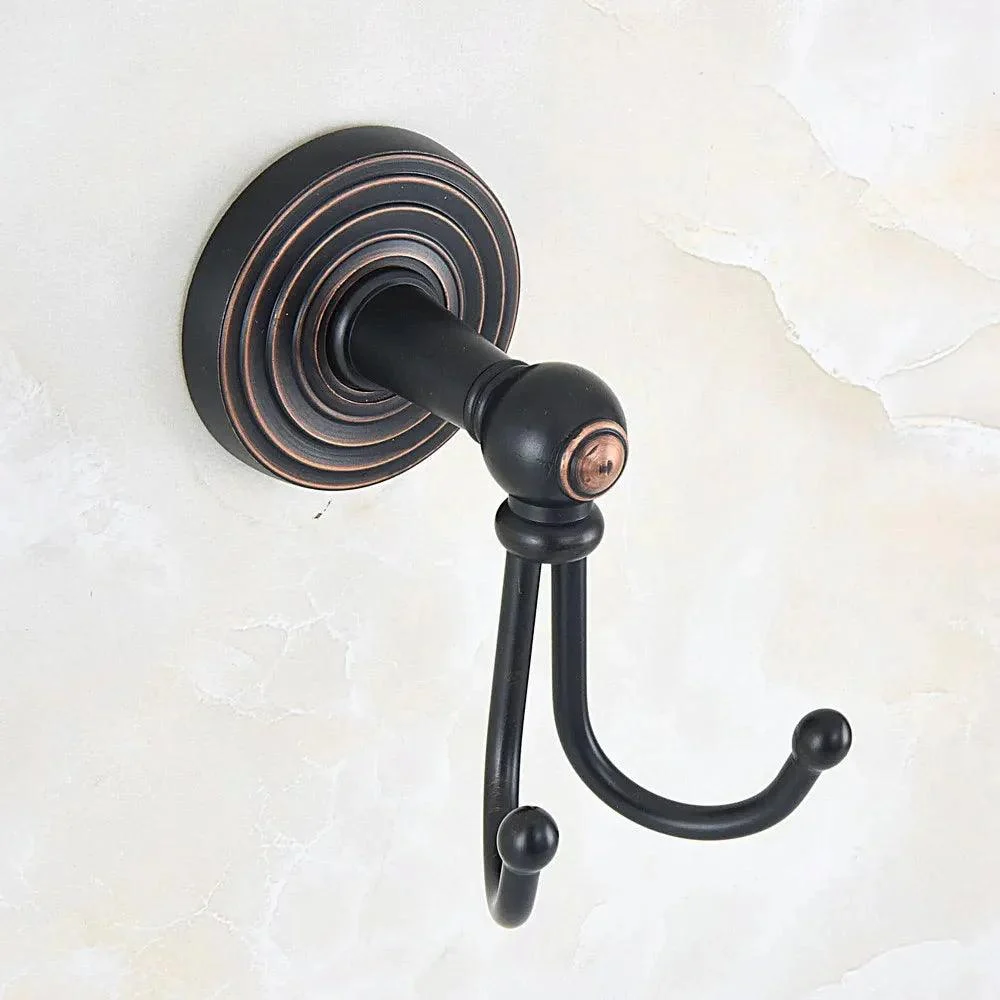 Black Oil Rubbed Brass Wall Mounted Double Towel Hook Bathroom Accessory -Bathlova