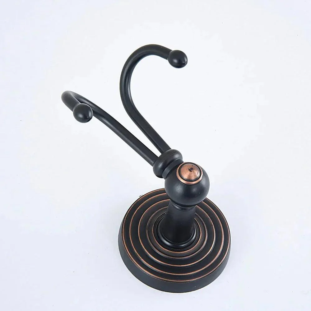 Black Oil Rubbed Brass Wall Mounted Double Towel Hook Bathroom Accessory -Bathlova