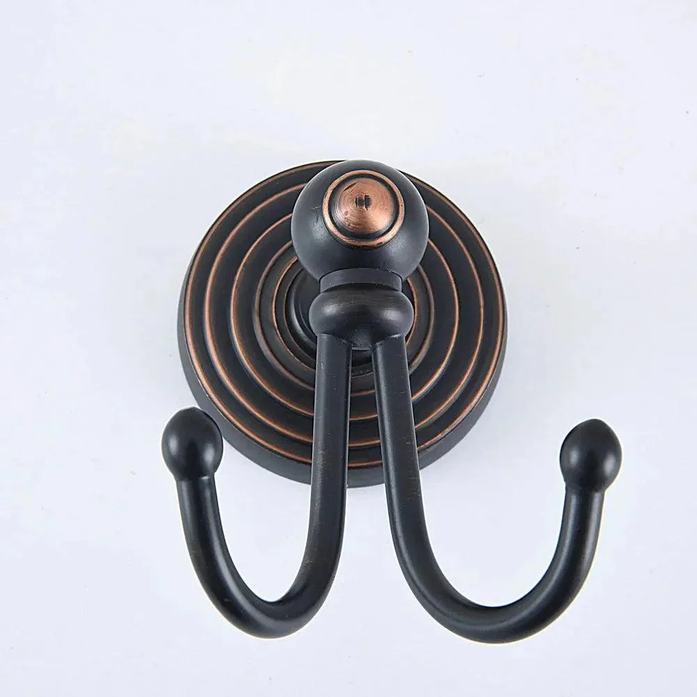 Black Oil Rubbed Brass Wall Mounted Double Towel Hook Bathroom Accessory -Bathlova