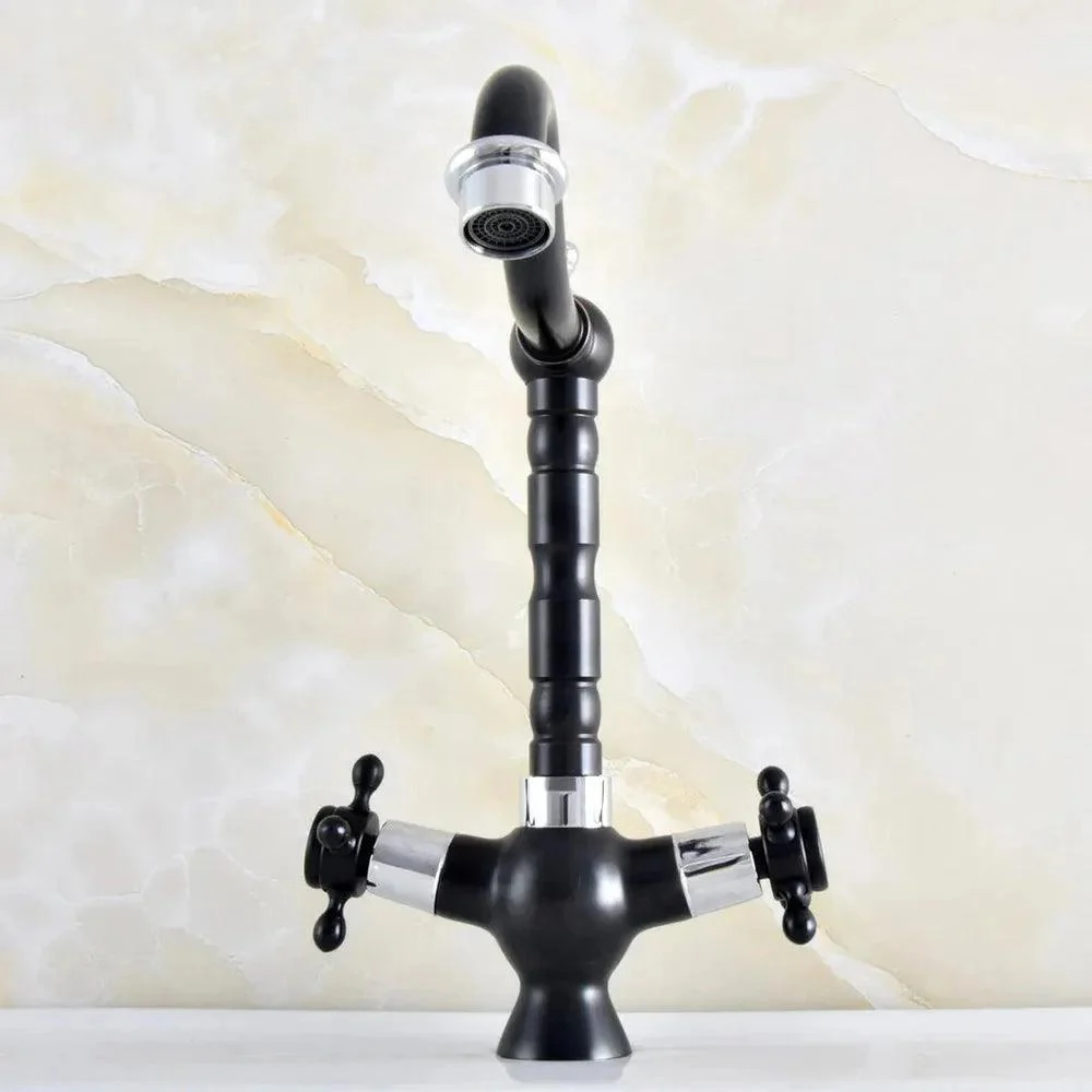 Black Oil Rubbed Sink Basin Swivel Spout Tap Mixer Water Tap -Bathlova