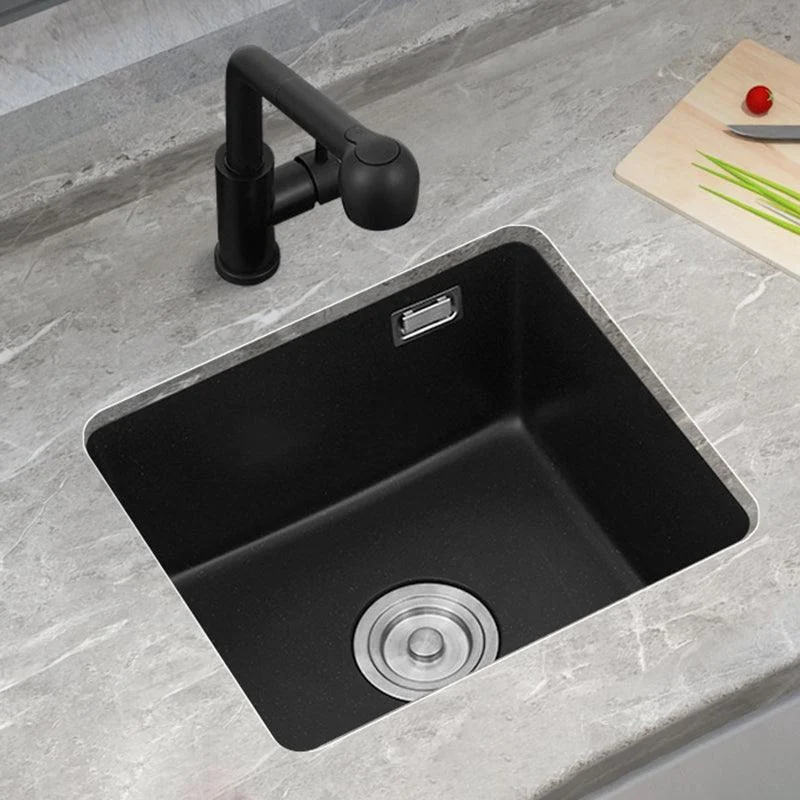 Black Quartz Sink Drop-In Kitchen Sink with with Drain Assembly -Bathlova