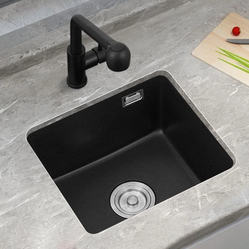 Black Quartz Sink Drop-In Kitchen Sink with with Drain Assembly -Bathlova