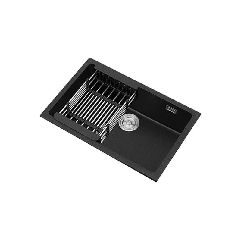 Black Quartz Sink Drop-In Kitchen Sink with with Drain Assembly -Bathlova