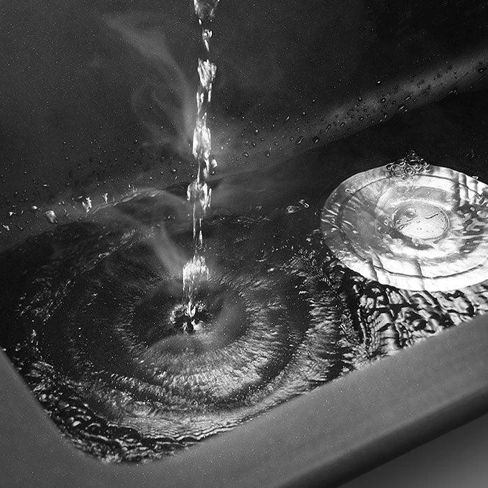 Black Quartz Sink Overflow Hole Detail Overflow Hole Kitchen Sink with Tap -Bathlova