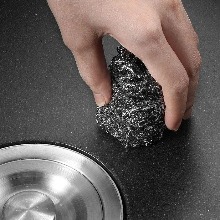 Black Quartz Sink Overflow Hole Detail Overflow Hole Kitchen Sink with Tap -Bathlova