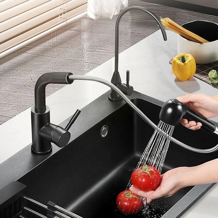 Black Quartz Sink Overflow Hole Detail Overflow Hole Kitchen Sink with Tap -Bathlova