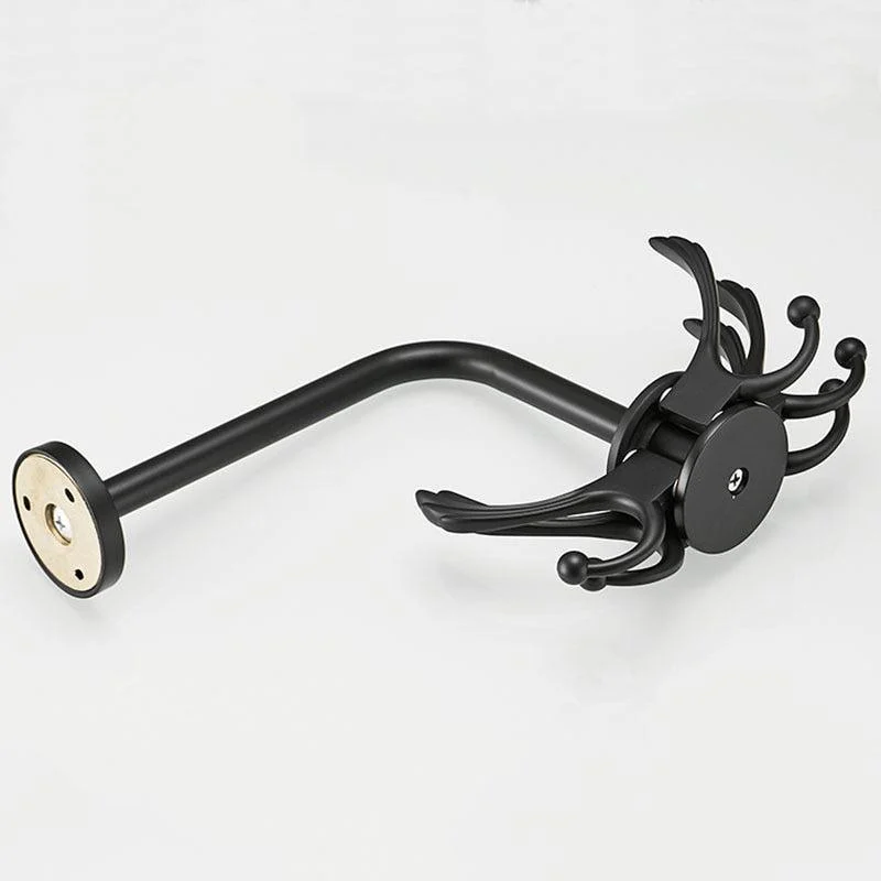 Black Rotating Bathroom Hanger Movable Hooks Coat Rack Robe Hook -Bathlova