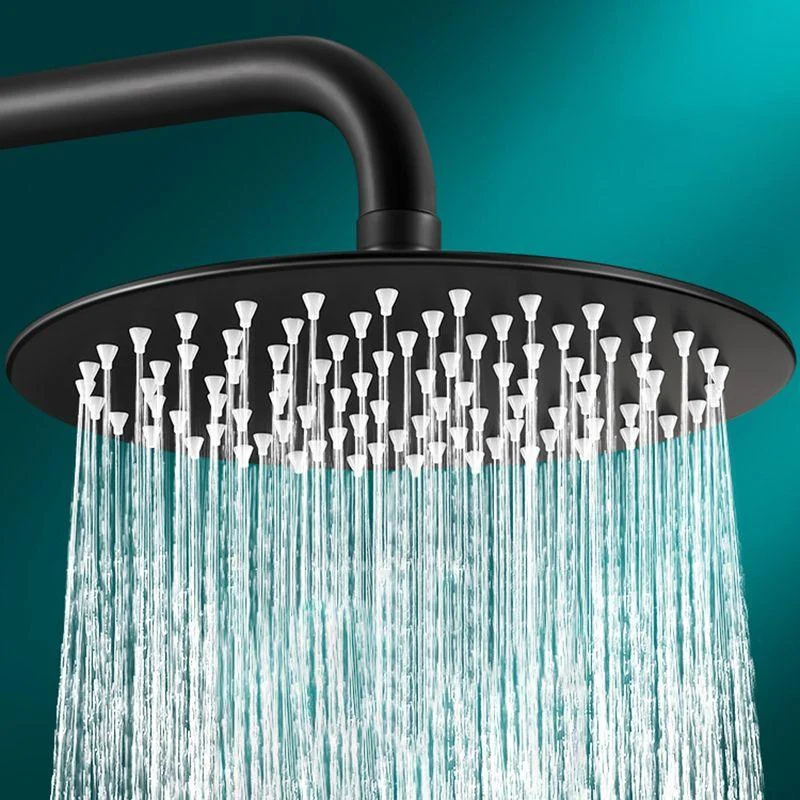 Black Round Fixed Shower Head Modern Style Wall-Mount Showerhead -Bathlova