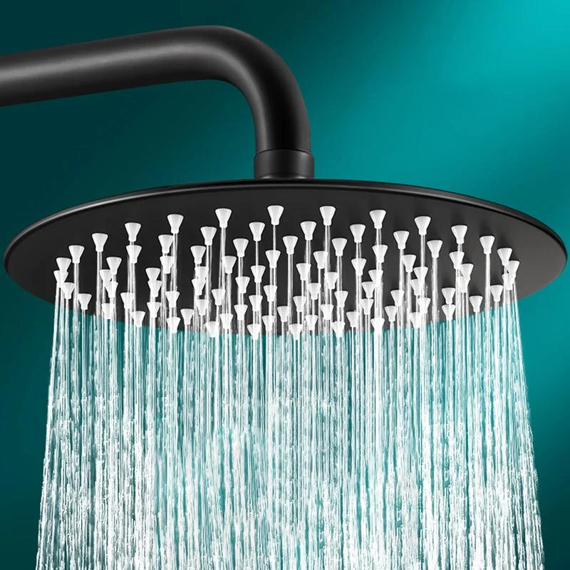 Black Round Fixed Shower Head Modern Style Wall-Mount Showerhead -Bathlova