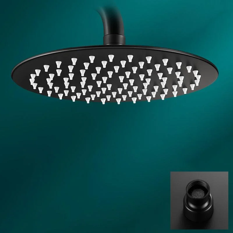 Black Round Fixed Shower Head Modern Style Wall-Mount Showerhead -Bathlova