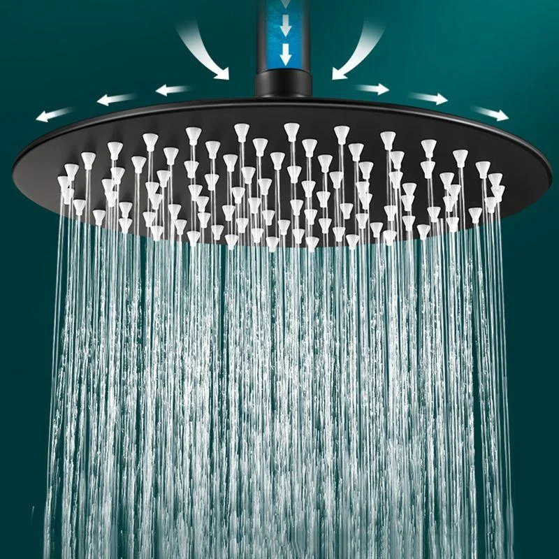 Black Round Fixed Shower Head Modern Style Wall-Mount Showerhead -Bathlova