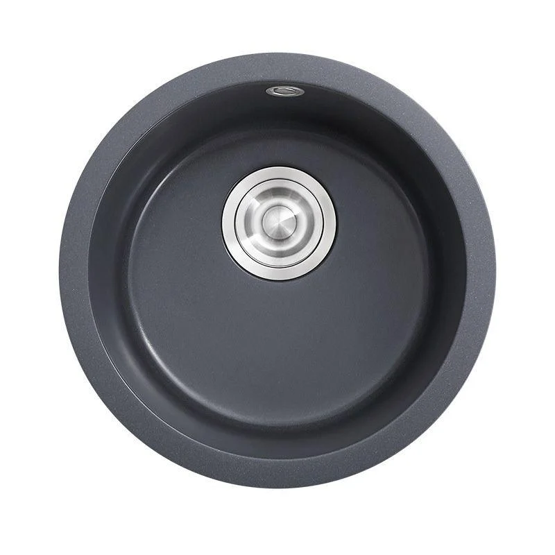 Black Round Kitchen Sink Contemporary Drop-In 1 Holes Single Bowl Sink -Bathlova