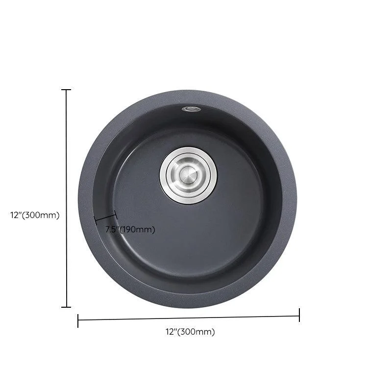 Black Round Kitchen Sink Contemporary Drop-In 1 Holes Single Bowl Sink -Bathlova