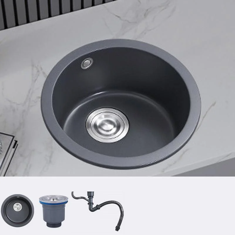 Black Round Kitchen Sink Contemporary Drop-In 1 Holes Single Bowl Sink -Bathlova