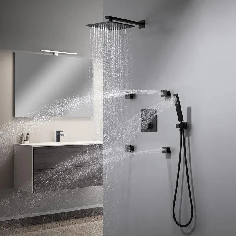 Black Shower Head Thermostatic Shower System with Handheld Shower & 4Body Sprays -Bathlova