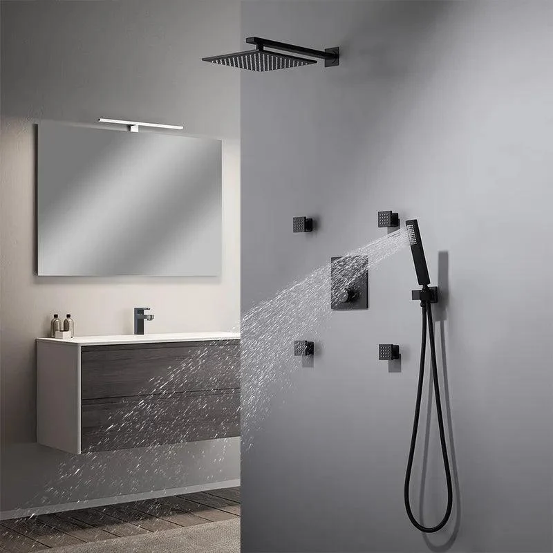 Black Shower Head Thermostatic Shower System with Handheld Shower & 4Body Sprays -Bathlova