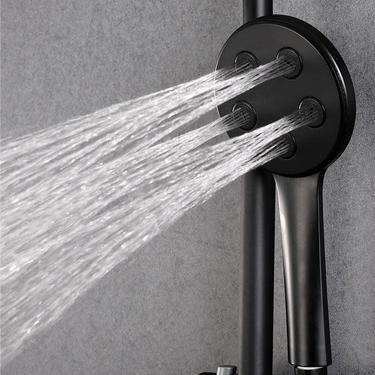 Black Shower Set Round Swivel Tap Lever Handle Two Shower Head Shower System -Bathlova