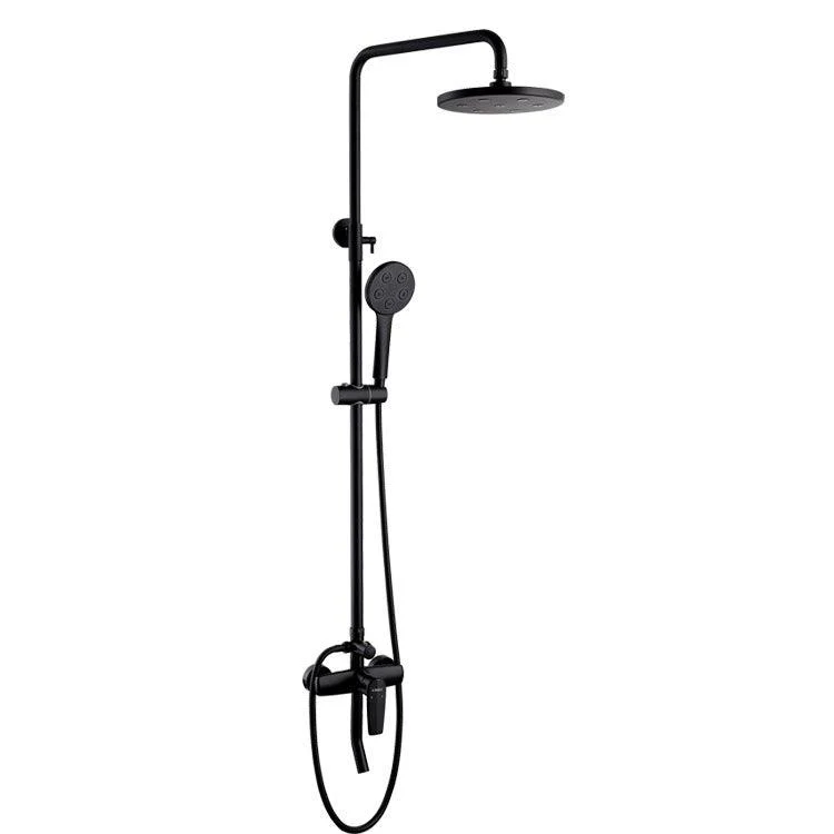 Black Shower Set Round Swivel Tap Lever Handle Two Shower Head Shower System -Bathlova