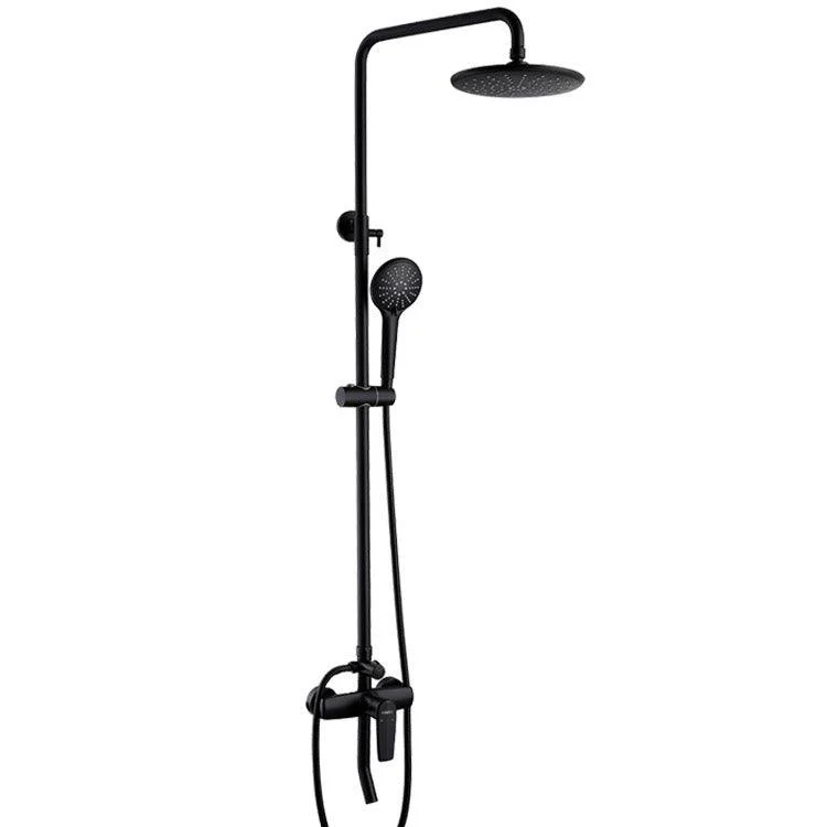 Black Shower Set Round Swivel Tap Lever Handle Two Shower Head Shower System -Bathlova